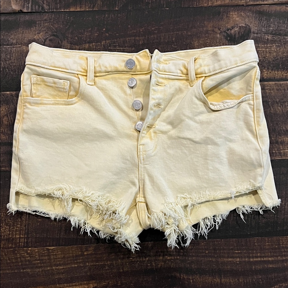 Cello Cream Frayed Hem Jean Shorts